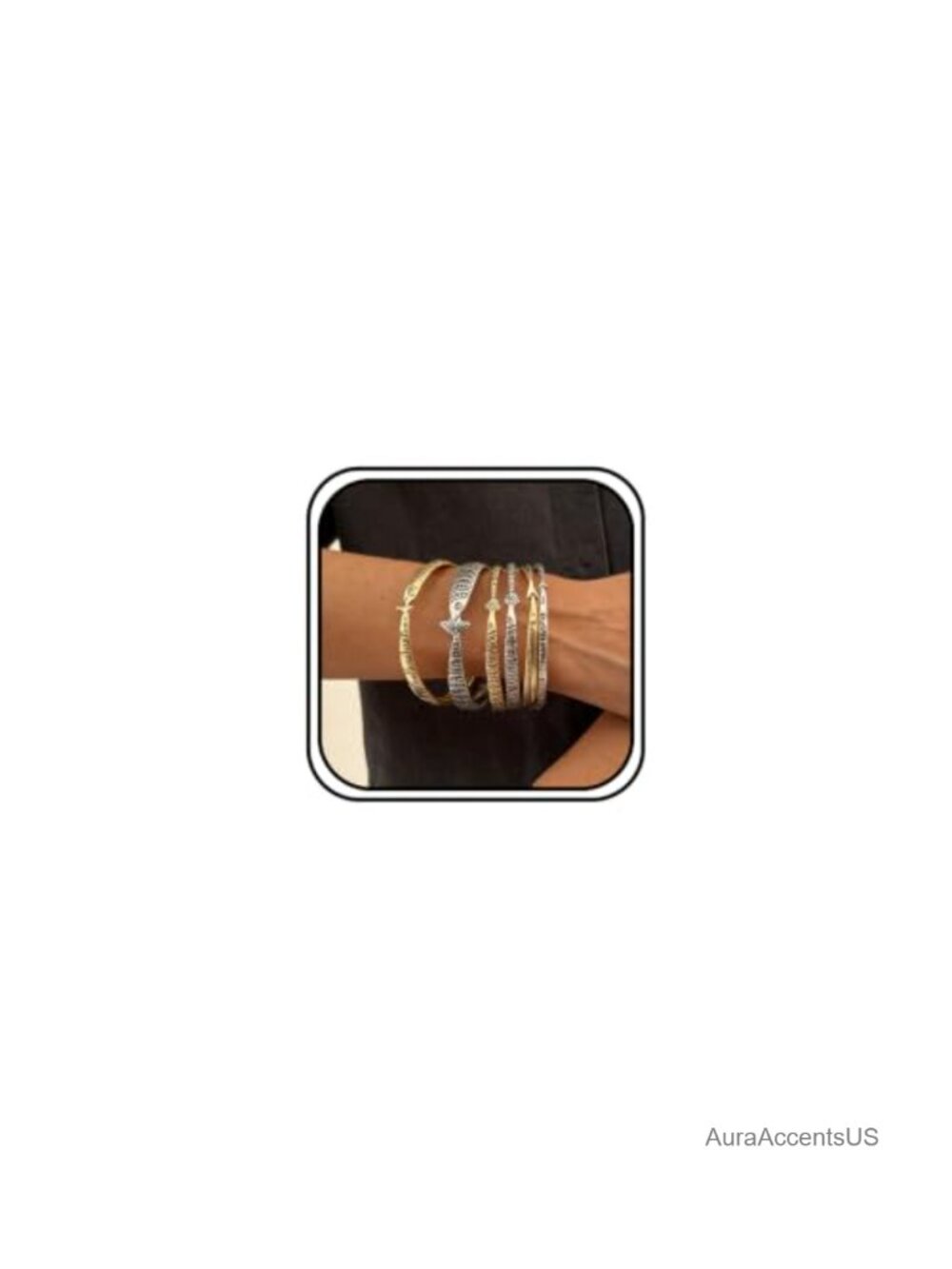 6PCS Silver Fish Bracelet for Women Stackable Bangle Set Boho Ocean